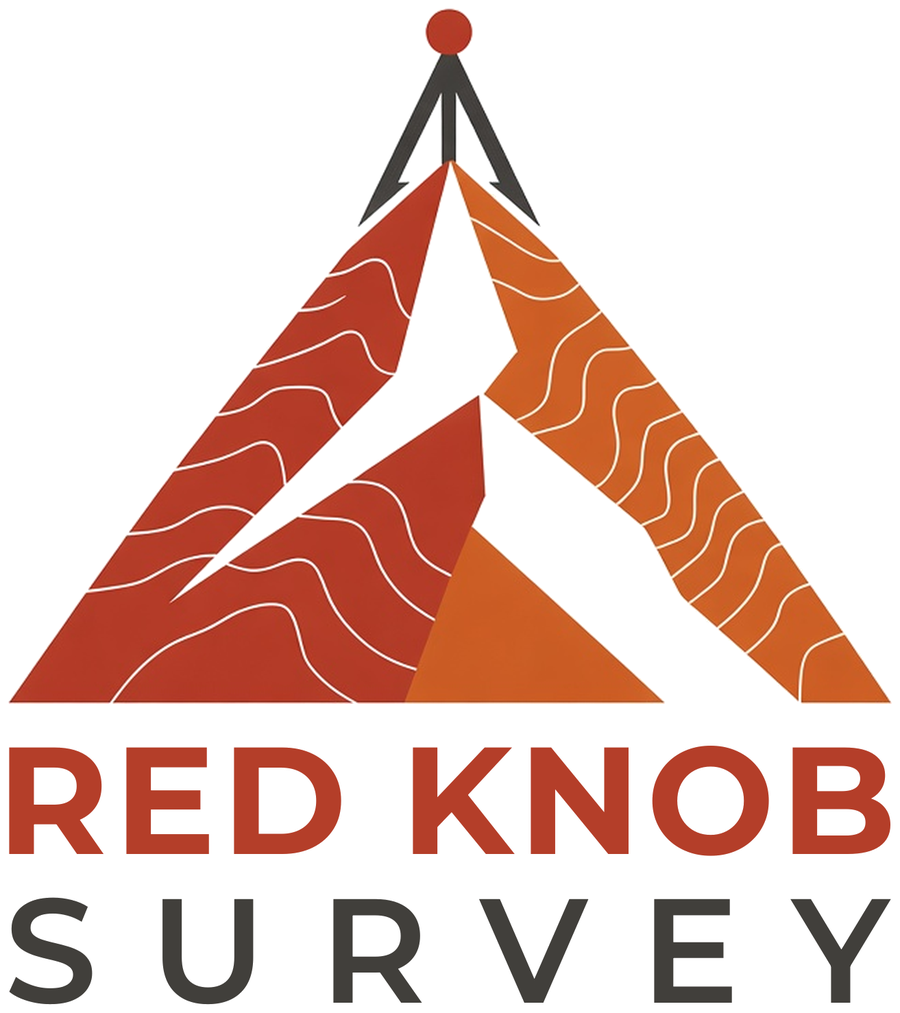 Red Knob Survey logo: a contoured mountain topped with a survey staff